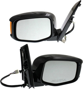 Mirror Pair/Set for 2011-2013 Honda Odyssey Touring Model, Right Passenger and Left Driver, Power, Manual Folding, Heated, Textured, with Memory and Signal Light, Replacement