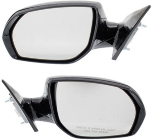 Mirror Pair/Set for Hyundai Santa Fe 2013-2016, Right Passenger and Left Driver, Power Control, Manual Folding, Non-Heated, Paintable, Without Signal Light, Excludes Sport Model - Replacement
