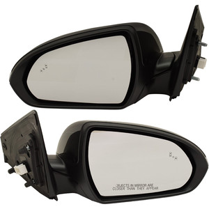 Mirror Pair/Set for 2017-2018 Hyundai Elantra, Right Passenger & Left Driver, Power Operated, Manual Folding, Heated, Paintable, with Blind Spot Detection in Glass & In-housing Signal Light, without Auto Dimming and Memory, Replacement