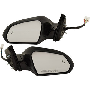 Mirror Pair/Set for Hyundai Sonata 2015-2017, Right Passenger and Left Driver, Power, Manual Folding, Heated, Paintable, with Blind Spot Detection and Signal Light, without Memory Replacement