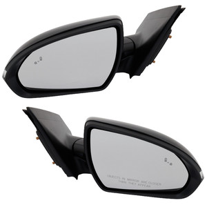 Mirror Pair/Set for 2017-2018 Elantra, Right Passenger and Left Driver, Power, Manual Fold, Heated, Paintable, with Blind Spot Detection and In-housing Signal Light, Korea Built Vehicle, Replacement