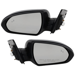 Mirror Pair/Set for Hyundai Elantra 2019-2020, Right Passenger and Left Driver, Manual Folding, Power, Heated, Paintable, with In-Housing Signal Light and Blind Spot Glass, without Auto-Dimming and Memory, Built in Korea, Replacement