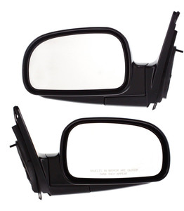 Mirror Pair/Set for Hyundai Santa Fe (2003-2004), Right Passenger and Left Driver, Power Adjustment, Manual Folding, Non-Heated, Paintable Replacement