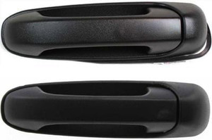 Rear Exterior Door Handle Pair/Set for 1999-2004 Jeep Grand Cherokee / 2002-2007 Liberty, Right Passenger and Left Driver, Textured Black, Plastic, Replacement
