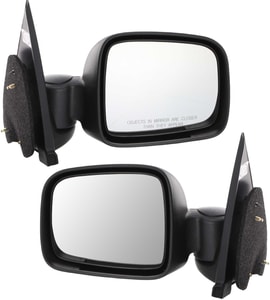 Mirror Pair/Set for Jeep Liberty 2002-2007, Right Passenger and Left Driver, Manual Adjust, Non-Heated, Manual Folding, Textured Replacement