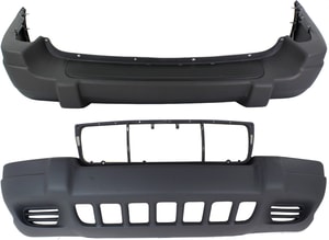 Front Bumper Cover Set for 1999-2003 Jeep Grand Cherokee, Textured Finish, Specifically for Laredo Model, Replacement