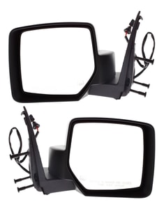 Power Heated Manual Folding Mirror Pair/Set for Jeep Liberty 2008-2012, Textured, w/o Memory, Right Passenger and Left Driver, with 10-Hole, 5-Pin Plug Replacement