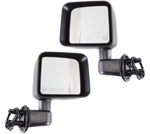 Mirror Pair/Set for Jeep Wrangler JK 2011-2013, Right Passenger and Left Driver, Power, Manual Folding, Heated, Textured, Replacement