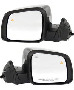 Mirror Pair/Set for Jeep Grand Cherokee 2011-2022, Power, Manual Folding, Heated, Chrome, with Blind Spot Detection, Memory, and Signal Light, without Auto Dimming and Puddle Light, Right Passenger and Left Driver Replacement