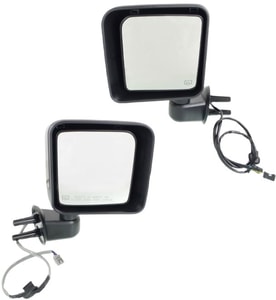 Power Heated Mirror Pair/Set for 2015-2018 Jeep Wrangler JK, Right Passenger and Left Driver, Manual Folding, Paintable, Replacement