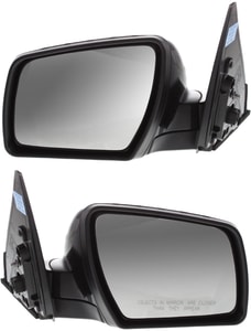 Power Mirror Pair/Set for 2010-2011 Kia Soul, Right Passenger and Left Driver, Manual Folding, Non-Heated, Paintable, without Memory, with Puddle and Signal Light, Replacement