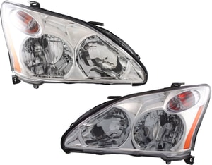 Headlight Assembly Pair/Set for Lexus RX330 2004-2006 / RX350 2007-2009, Right Passenger and Left Driver, Halogen, USA Built, Replacement