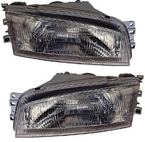 Headlight Assembly Pair/Set for Mitsubishi Mirage 1997-2001 Sedan, Halogen, Right Passenger and Left Driver Replacement