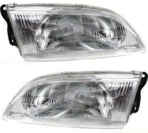 Headlight Assembly for 1998-1999 Mazda 626, Right Passenger & Left Driver, Halogen, Complete Pair/Set, Replacement