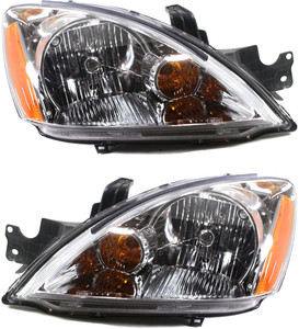 Headlight Assembly Pair/Set for 2004-2007 Mitsubishi Lancer Wagon, Right Passenger and Left Driver, Halogen, without ABS Brakes, Replacement