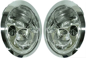Headlight Assembly Pair/Set for 2002-2004 Cooper Base/S Models, Right Passenger and Left Driver Halogen Lights w/o Headlight Washer, Replacement