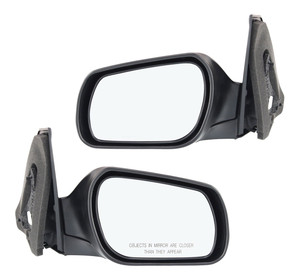 Mirror Pair/Set for 2004-2009 Mazda 3 - Right Passenger and Left Driver, Power, Manual Folding, Non-Heated, Paintable Replacement