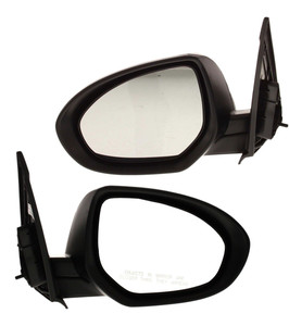 Mirror Pair/Set for 2010-2013 Mazda 3, Right Passenger and Left Driver, Power Adjusting, Manual Folding, Non-Heated, Paintable, with Signal Light, Replacement