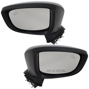 Mirror Pair/Set for Mazda 3 2017-2018, Right Passenger and Left Driver, Manual Folding, Power, Non-Heated, Paintable, with Blind Spot Detection and Signal Light, Mexico Built Vehicle, Hatchback/Sedan Replacement