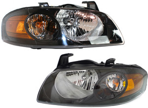 Headlight Assembly Pair/Set for Nissan Sentra 2004-2006, Right Passenger and Left Driver, Halogen, Black Interior, Suitable for SE-R/SE-R Spec V Models, Replacement