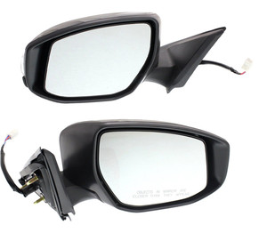 Mirror Pair/Set for Nissan Altima 2013-2018, Right Passenger and Left Driver, Power Adjustable, Manual Folding, Paintable, In-Housing Signal Light, without Auto Dimming or Blind Spot Detection and Memory, Non-Heated Replacement
