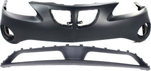Front Bumper Cover Set for 2004-2008 Pontiac Grand Prix, Primed (Ready to Paint), Upper and Lower, Fits Base, GT, GT1, GT2, GTP Models - Replacement