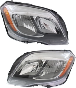 Headlight Assembly Pair/Set for Mercedes-Benz GLK-Class (2013-2015), Halogen, Right Passenger and Left Driver Side Replacement