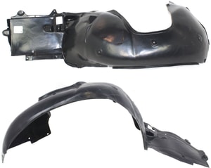 Front Fender Liner Pair/Set for BMW 3-Series 2000-2006, Convertible/Coupe, Rear Section, Right Passenger and Left Driver Replacement - fits 320i, 323i, 325i, 328i, 330i models.