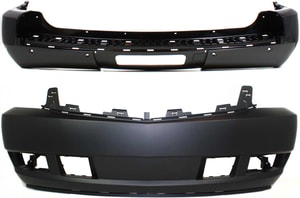 Front and Rear Bumper Cover Set for 2007-2014 Cadillac Escalade, Primed (Ready to Paint), Excludes Platinum Model, Replacement