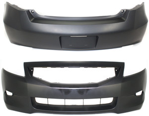 Front and Rear Bumper Cover Set for 2008-2010 Honda Accord Coupe, Primed (Ready to Paint) Replacement