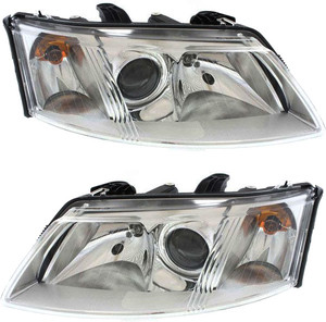 Headlight Assembly Pair/Set for 2003-2007 SAAB 9-3, Right Passenger and Left Driver, Halogen, Fit Convertible/Sedan/Wagon, Replacement