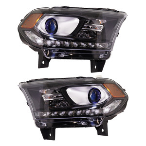 Headlight Assembly Pair/Set for Dodge Durango 2016-2020 Right Passenger and Left Driver Halogen with LED Daytime Running Light Replacement
