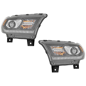 Headlight Assembly for Dodge Durango 2014-2015, Right Passenger and Left Driver, Halogen, with Daytime Running Light, Replacement Pair/Set