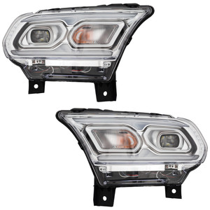 Pair/Set - LED Headlight Assembly Pair/Set for Dodge Durango 2021-2022, Right Passenger and Left Driver, Standard Type, Chrome Interior, with Daytime Running Light, Replacement