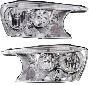 Headlight Assembly Pair/Set for 2004-2007 Rainier, Halogen, Composite Type, Includes Right Passenger and Left Driver Side, Replacement