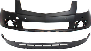 Front Bumper Cover Set for 2010-2012 Cadillac SRX, Upper and Lower, Set of 2, Without Headlight Holes, With Park Assist Sensor Holes, Replacement