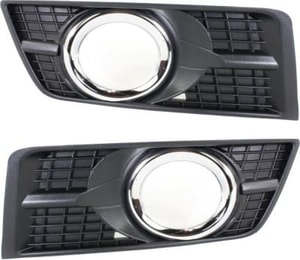 Front Fog Light Molding Pair/Set for Cadillac SRX 2010-2016, Right Passenger and Left Driver, Black with Chrome Trim, Replacement
