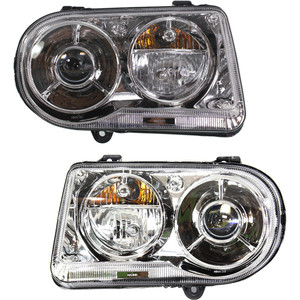 Headlight Lens and Housing Pair/Set for 2005-2010 Chrysler 300 C Models - Includes Right Passenger and Left Driver Side, Xenon Light, without HID Pair/Set - Replacement
