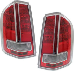 Tail Light Assembly Pair/Set for 2011-2012 Chrysler 300, Right Passenger and Left Driver, with Chrome Accent, Applicable to Models up to March 19, 2012, Replacement