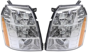 Headlight Assembly Pair/Set for Cadillac Escalade 2007-2009, Right Passenger and Left Driver, HID/Xenon, with HID Pair/Set, 1st Design Replacement