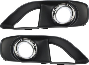 Front Fog Light Molding Pair/Set for 2012-2014 Chrysler 300, Right Passenger and Left Driver, Paint to Match, with Chrome Trim and Parking Aid Sensor Holes, SRT-8 Model Replacement
