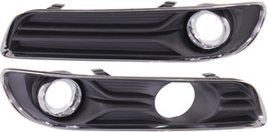 Front Fog Light Molding Pair/Set for 2011-2014 Chrysler 300, Right Passenger and Left Driver, Black with Chrome Trim, With ACC, Excludes SRT-8 Model, Replacement
