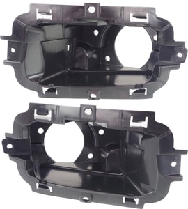 Fog Light Bracket Pair/Set for 2014-2015 Chevrolet Silverado 1500, Right Passenger and Left Driver, Textured Black, with or without Impact Bar Skid Plate, Replacement