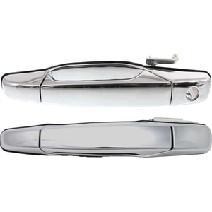 Front and Rear Door Handle Set for 2007-2014 Cadillac Silverado 1500/2500 HD/3500 HD, Left Driver, Chrome, Front with Key Hole, Rear without Key Hole, Excludes 2007 Classic, Replacement