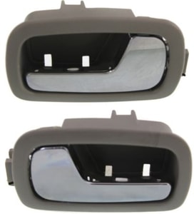 Front Door Handle Pair/Set for Chevrolet Cobalt 2005-2010, G5 2007-2009, Inside, Right Passenger and Left Driver Side, Bezel, Gray, Replacement
