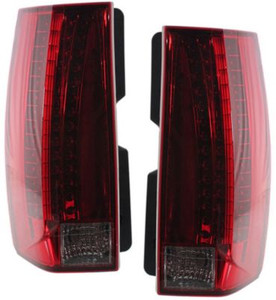 Tail Light Assembly Pair/Set for Cadillac Escalade ESV Base Model 2008-2014, Right Passenger and Left Driver, LED, Red and Clear Lens, Replacement