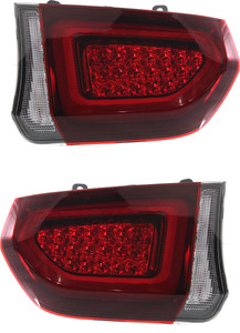 Tail Light Assembly Pair/Set for Chrysler 300, 2015-2022, Right Passenger and Left Driver, LED, Black Interior, Replacement