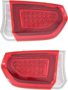LED Tail Light Assembly Pair/Set for Chrysler 300 (2015-2022), Right Passenger and Left Driver with Chrome Interior, Replacement