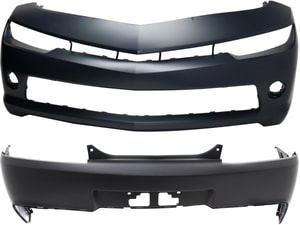 Front and Rear Bumper Cover Set for Chevrolet Camaro 2014-2015, Conv/Coupe, LS/LT Models, Primed (Ready to Paint), Replacement