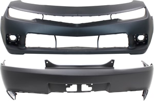 Front and Rear Bumper Cover Set for 2014-2015 Chevrolet Camaro, Primed (Ready to Paint), Suitable for Z/28 Coupe Models, Replacement